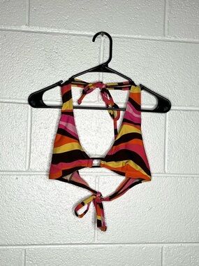 < Y2K Sand N Sun Colorful Bikini Swim Top >